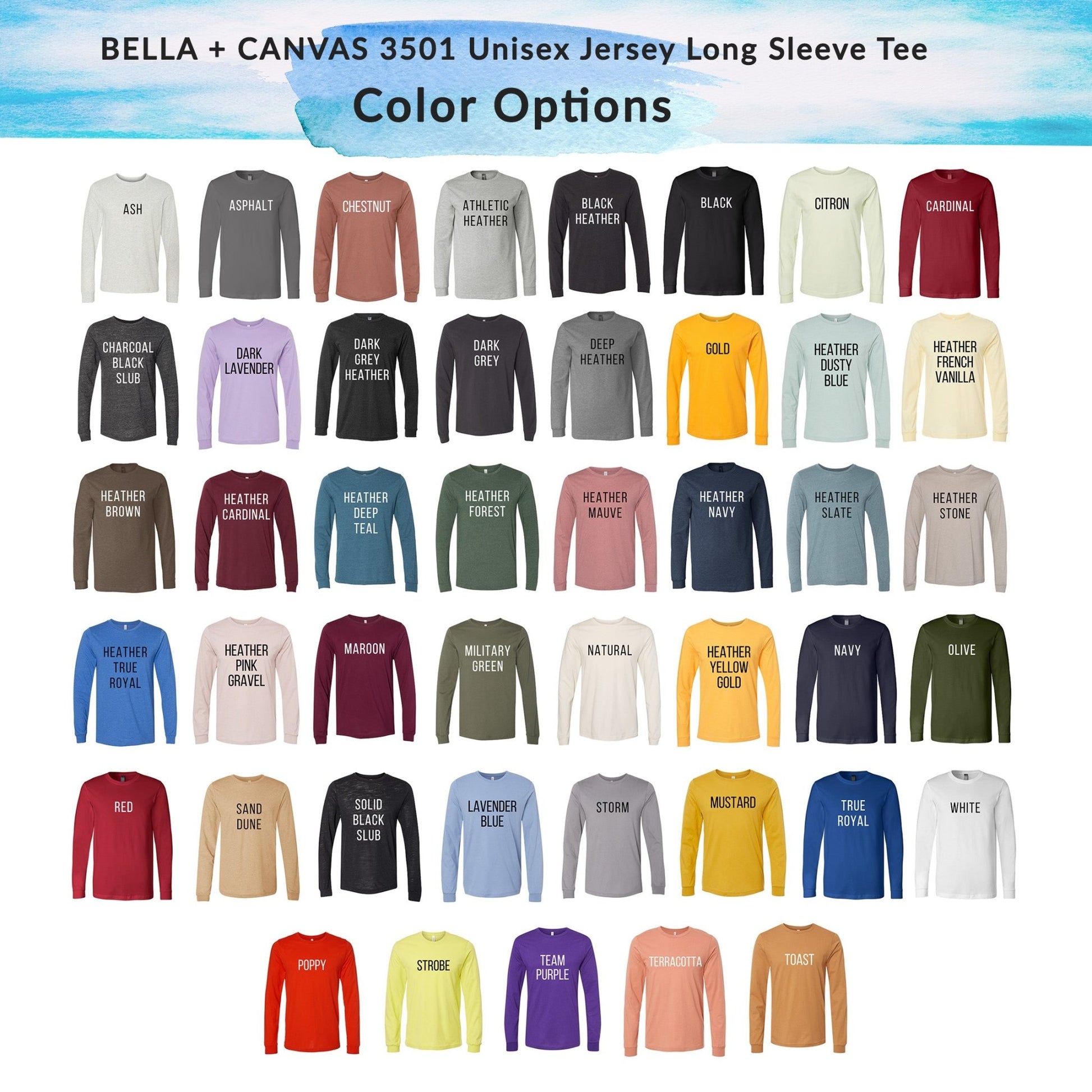 Blank Bella Canvas 3501 Unisex Long Sleeve Shirt - Crown Transfers