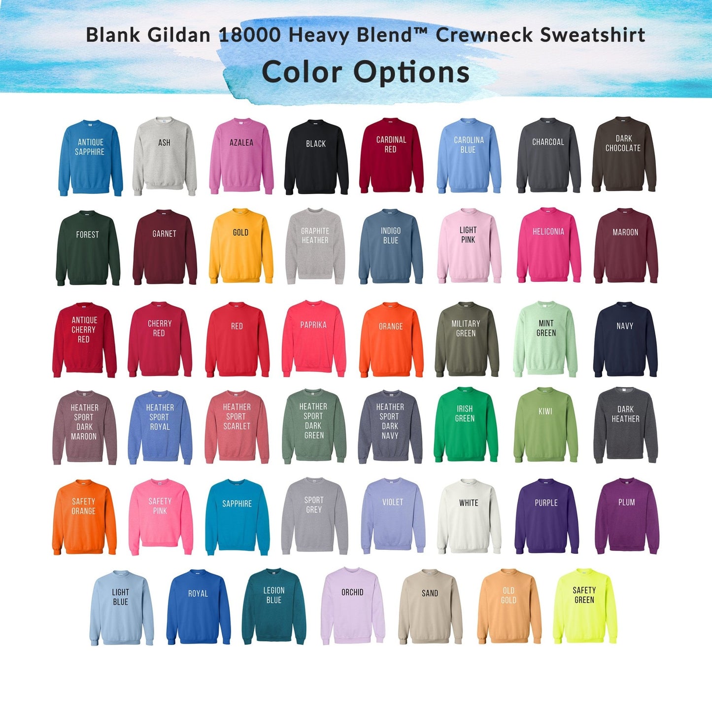 Blank Gildan 18000 Heavy Blend Crewneck Sweatshirt - Crown Transfers