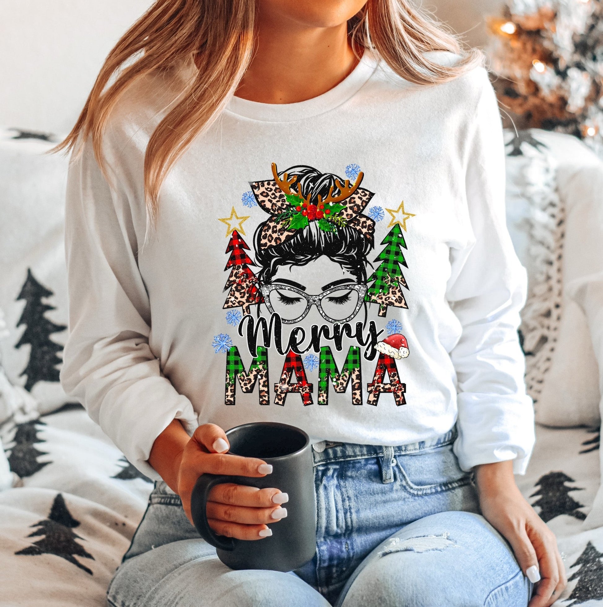 Merry Mama Christmas DTF Transfer Full Color - Crown Transfers