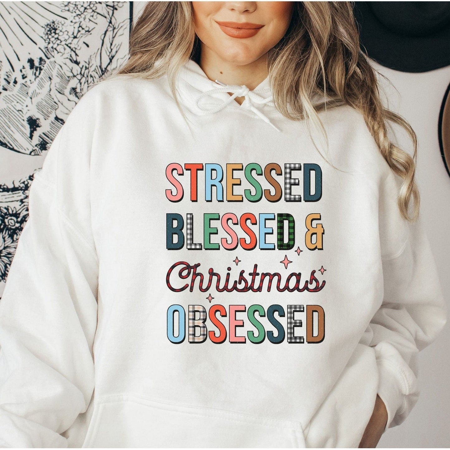 Stressed Blessed & Christmas Obsessed DTF Transfer - Crown Transfers